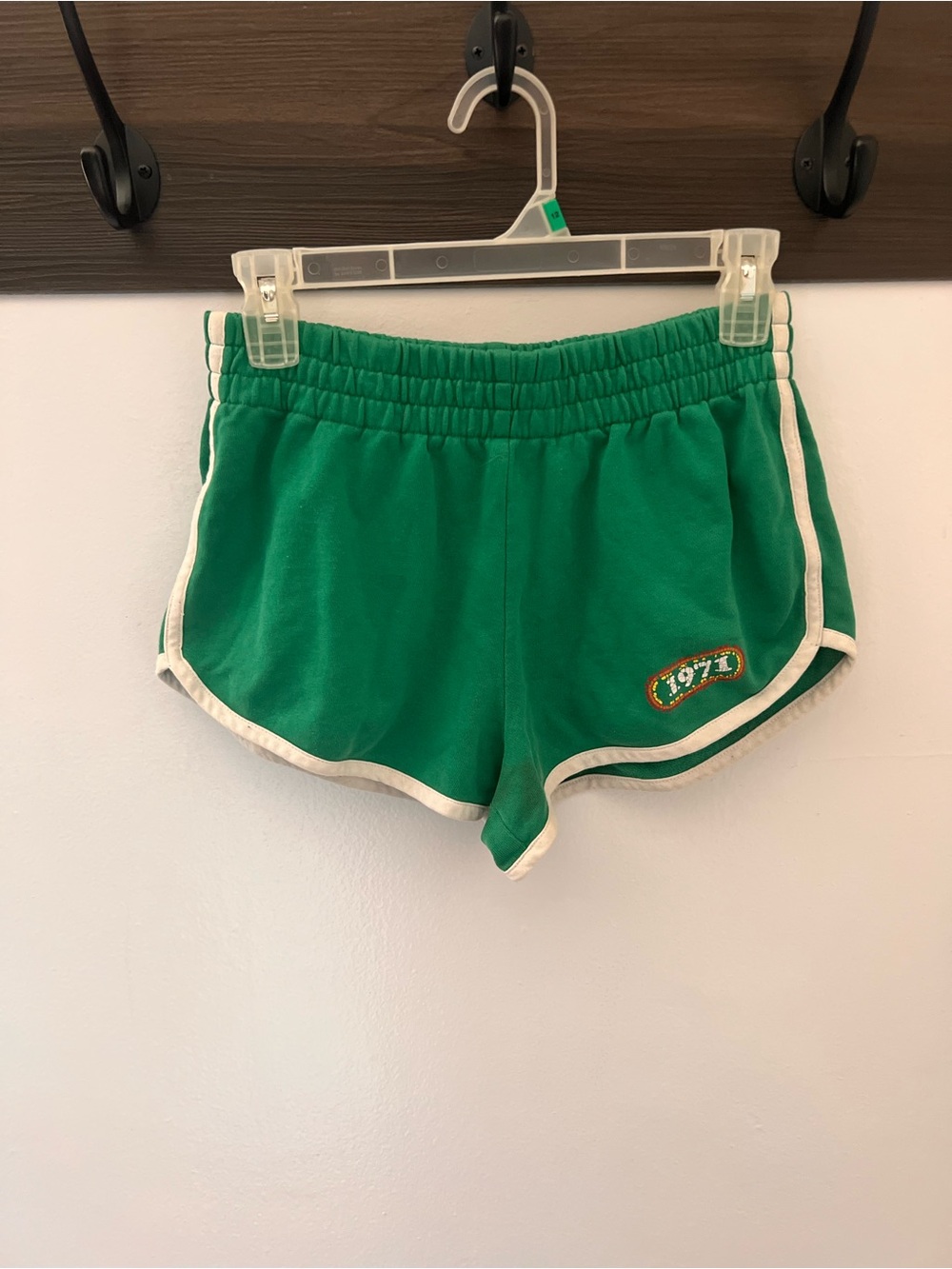 Green Retro Athletic Shorts with White Trim